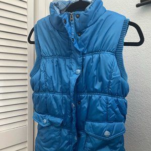 blue puffer vest